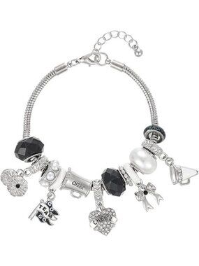 Black Cheer Sport Bracelet Cute Game Day Adjustable Snake Chain Bracelet